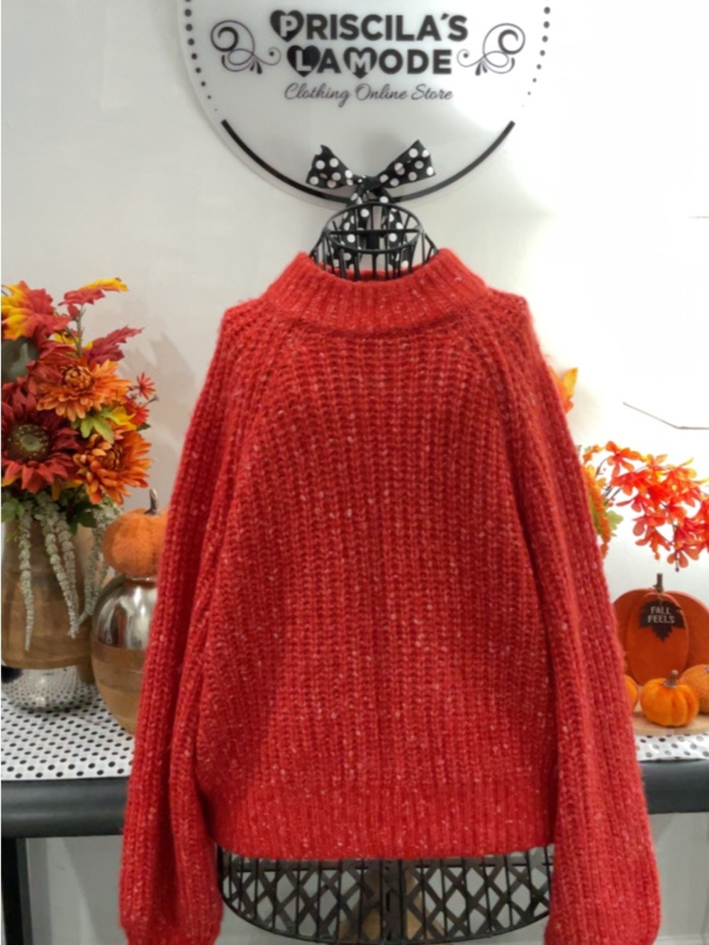 Orange Chunky Knit Sweater
